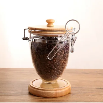 Kávové zrná jar mlieko okno plastové potravín priehľadná nádrž skladovanie veľkých čajových plechovky