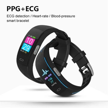 P3PLUS Smart Kapela Podporu EKG+PPG Krvného Tlaku, Srdcovej vodotesnými Krokomer Športové Fitness Náramok Tracker Hodinky