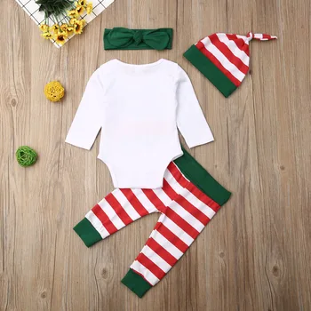 Detské Oblečenie 2019 Dieťa Dieťa, Chlapec, Dievča Vianočné Oblečenie Romper Topy, Nohavice Vianoce 4PCS Oblečenie Set