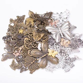50g hot predaj kovový motýľ zmiešané kúzlo prívesok starožitné bronzový náramok, náhrdelník handmade šperky, výroba, veľkoobchod urob si sám