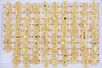 QianBei Veľkoobchod 20pcs Mix Svadba Zlatá Farba Prstene Zásnubné Kvet Krúžok Módne Šperky Pre Ženy Veľký Kruh