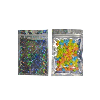 100 ks Zip lock tašky Star Hologram, Hliníkové Fólie, sáčky na Uskladnenie Potravín Príslušenstvo Denný Balík Plastové Zip lock Tašky