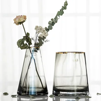 Elegantné Gold Line Sklenené Vázy Európe Domov Deco Stola Váza Vysoká Kvalita Obývacia Izba, Jedálenský Stôl Kvetinové Vázy