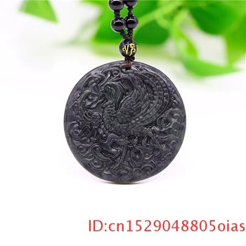 Prírodné Obsidian Phoenix Šperky, Prívesok Charm Black Darčeky Vyrezávané pre Čínske Náhrdelník Amulet Mužov