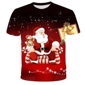 T-shirt Vianočné Chlapci Dievčatá Santa Claus Darček Módy Tlače, T Košele 4 Až 14 Rokov 2020 Lete Polyester Deti, T Košele pre Dievča