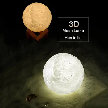 3D Mesiac Zvlhčovač Vzduchu 880ML LED Nočné Svetlo USB Nabíjateľné Domov Esenciálny Olej, Aróma Difuzér, Chladné Hmly Maker Čistička