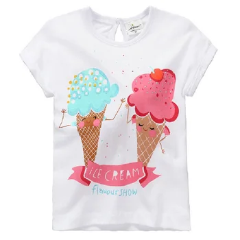 White Ice cream Dievčatá Oblečenie T-Shirts Jumper Deti Blúzky deti T Košele Najvyššej Kvality dievčatá oblečenie Bavlna