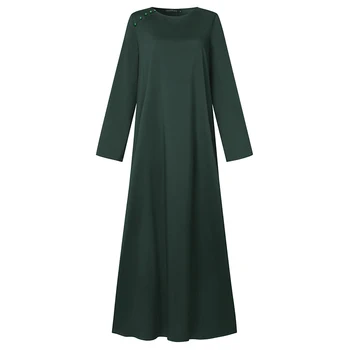 ZANZEA Jeseň Dubaj Hidžáb Abaya Kaftan Dlhý Rukáv Sundress Ženy Moslimských Dlhé Šaty Obyčajný Maxi Vestidos Župan Femme Plus Veľkosť