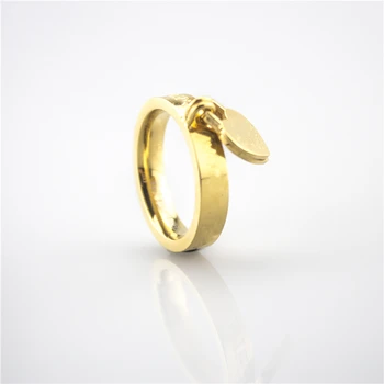 Luxusná Zlatá Farba Dvojité Srdce Krúžok S Logom 2020 Nový Príchod Nerezové Oceľové Snubné Prstene pre Ženy, Darčeky Veľkoobchod Šperky