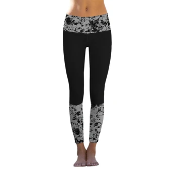 SEBOWEL Black Kvetinový Vytlačené Údaje Plus Veľkosť Vysoký Pás Jóga Nohavice Ženy Pantalones Legíny Šport Ženy, Fitness 2X Deportivas