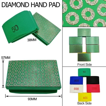 DIATOOL 3ks Tvrdej Peny-cúval Strane Panela 90X55MM(#50+#100+#200) elektrolyticky pokrývajú Diamond Ručné Leštenie Pad Brúsenie Blok