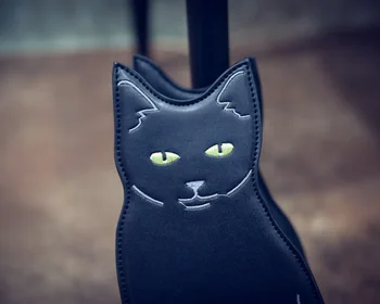 2016 módna novinka reťazca cross body kabelka čierna 3d mačka taška karikatúra roztomilý taška cez rameno