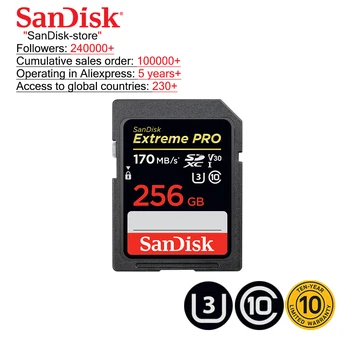 SanDisk Extreme PRO SD Karta 32GB SDHC 95MB/S 64 GB 128 gb kapacitou 256 GB SDXC UHS-I U3 Class10 170MB/S Flash Pamäťové Karty, Pamäťová Karta SD