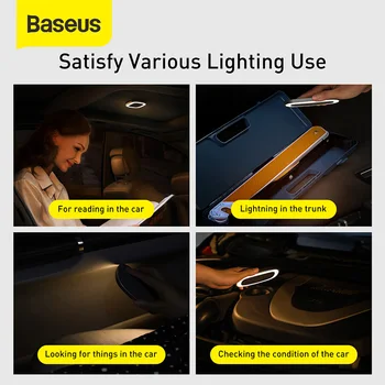Baseus Auto Čítanie Ľahký Dotyk Nočné Svetlo Magnet Lampa Interiéru Vozidla svetlo USB Nabíjanie LED Interiéru Vozidla Lampa Auto Príslušenstvo