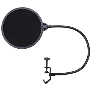 Profesionálny Mikrofón Pop Filter Nahrávanie Odolné Dvojité Vrstva Studio Svorka Mikrofónu na ochranu pred vetrom pre Rozprávanie Studio Spev