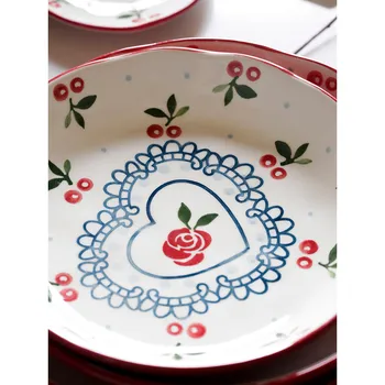 Keramické riadu nastavte cherry handpainted vytlačené Japonskom štýle, porcelánové misky, taniere pod presklenou tvorivé príbory mikrovlnná rúra