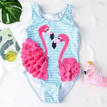 NÁS Roztomilý Flamingo Dieťa Baby Girl Jeden Kus Bikiny, Plavky, plavky Plavky
