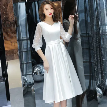 Biela Slim Šaty Čínsky Orientálna tvaru Svadobné Ženy Sexy Krátka Cheongsam Elegantné Večerné Šaty Princezná Šaty Moderné Qipao