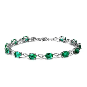 2019 Nové Strieborná Farba Reťazca Náramok Zelený Zirkón Kameň pre Ženy Náramok Náramok Módne Šperky
