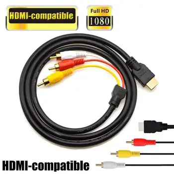 5 Stôp 1080P HDTV kompatibilný s HDMI Samec na 3 RCA Audio-Video AV Kábel Kábel Adaptéra