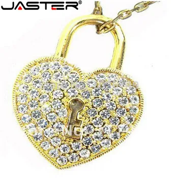 JASTER usb 2.0 crystal láska Srdce Lock Design Náhrdelník Model usb flash disk 4 GB 8 GB 16 GB 32 GB, memory stick kl ' úč darček