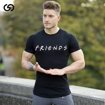 Mužské Oblečenie Muž bežné fitness T-Shirts mužov bavlnené tričko letné módne mens t košele priateľmi print t shirt