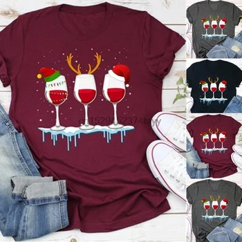 Dámske Vtipné Vianočné T Shirt Milovníka Vína Tričko Vtipné Vianočné Tričko pre Ženy