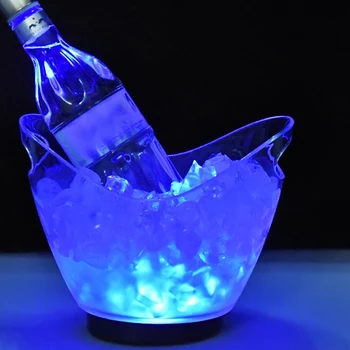 Priehľadné Farebné LED Svetlo Gradient Ľadové Vedro Bar Víno Koryto Vodnej Zábavy Stojan, Držiak na Sklo, Fľaša Vína