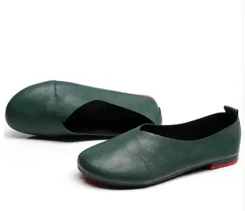 Plus veľkosť Originálne Kožené Ploché Topánky Žena Ručne vyrábané Kožené Mokasíny Flexibilné Jar Ležérne topánky žena Bytov zapatos