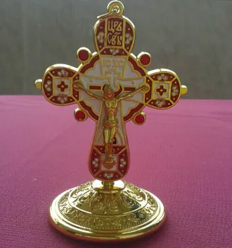 Fine gold-plating Set s diamantmi Európskej klasickej Ježiš kríž ikonu auto cestovanie ornament kríž plavidlá jesu rood baránok boží