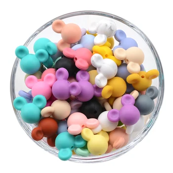 LOFCA Veľkoobchod 20pcs/veľa Kreslených Myši Tvarované Silikónové Korálky BPA Free Dieťa Počiatočných Hračky Pacifiers Majiteľovi, Takže Dieťa Kŕmenie