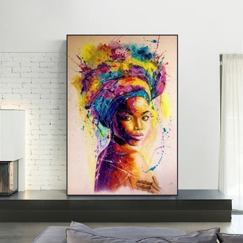 Africké Umenie Abstraktné Africké Dievča Plátne, Obrazy Na Stenu, Umenie Obrázky Žena Portrét Plagáty A Vytlačí Domov Stenu Decor