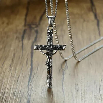 Kríž Kríž Charms Náhrdelník Prívesok Z Nehrdzavejúcej Ocele Punk Šperky Pre Mužov Muž Ježiš Ruženec, Krstiny Darčeky