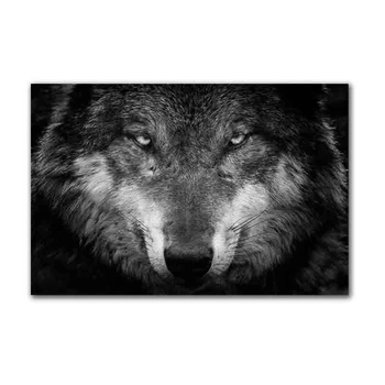 Divoké Zviera Plagát na Stenu Umenie Vlk Obrázok Plátno na Maľovanie Black a White Wolf Foto na Plátno, Tlač a Poster Domov Izba Dekor