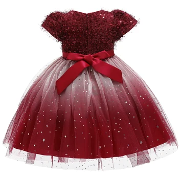 2021 Vianočné Gradient Princezná Šaty Formálne Elegantnej Čipky Deti Oblečenie Šaty Pre Dievča Kostým Nové Rokov Party Šaty L5161