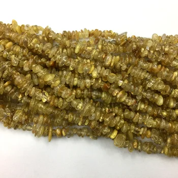 Prírodné Originálne Žltá Titanium Gold Vlasy Rutilové Quartz Nugget Čip Voľné Korálky Nosenie Šperkov 3x8mm 15