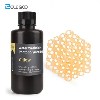 ELEGOO Vodou Umývateľný 3D Tlačiarne Živice LCD UV-Liečenie Živice 405nm Štandardné Photopolymer Živice pre LCD 3D Tlače 500 ml Žltý