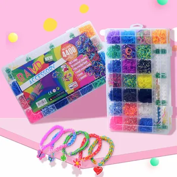 Loom Pásma Súpravy 4400 Loom Pásma Loom gumičky Rainbow Ručné Pletenie Stroj Ručné DIY Farebné gumičky Pre Deti