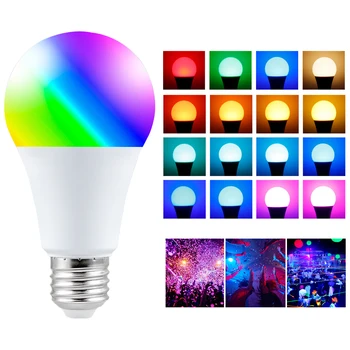 16 Farieb, Neónové Svetlo RGBW LED Žiarovka E27 Smart Žiarovky LED Magic Domov Osvetlenie AC85-265V LED Lampa s IR Diaľkové Ovládanie