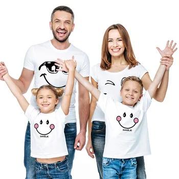Rodina zodpovedajúce oblečenie Matka, dcéra šaty, oblečenie bavlna bežné T-shirts rodiny Vzhľad bavlna matka, otec, syn oblečenie