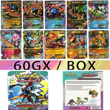 60PCS Pokemon Karty GX Booster Box Č Opakovať anglický Hra na Obchodovanie Bitka Svieti Karty pôvodného držiteľa Zbierku Deti Hračky Darček