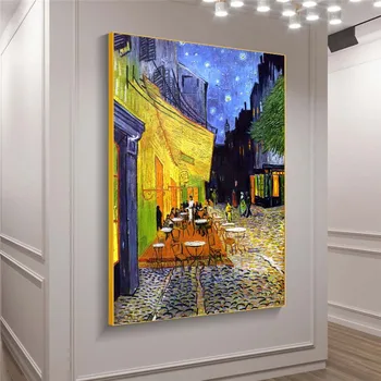 Van Gogh Kaviareň Terasa V Noci olejomalieb Tlač na Plátno Umenie Plagáty a Vytlačí Van Gogh Známeho diela Obrázky Domova