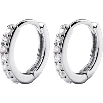 MloveAcc 925 Reálne Mincový Striebro CZ Hoop Geometrické Ucho Náušnice pre Ženy, Dievča Teen Piercing Earings Šperky