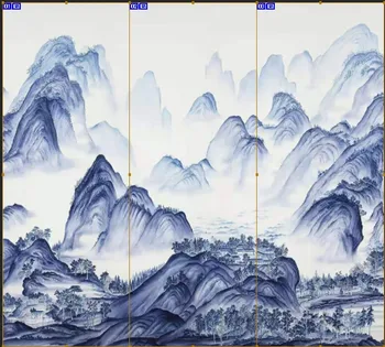 Zimné mountain view visí obrazovke semi temparent tkaniny materiál