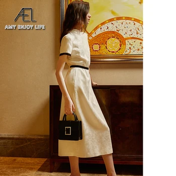 AEL Čínsky štýl, elegancia cheongsam šaty žien 2020 na Začiatku jesene Retro Žakárové tkaniny Spradená z hodvábneho dlhé šaty nové