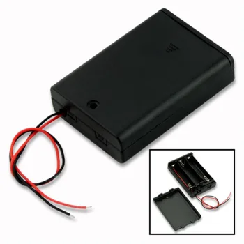 Doprava zadarmo DHL Kryt Batérie Box Plastový Black 3 AA Batérie, Držiak Prípade S vypínačom 150mm wires100pcs/veľa