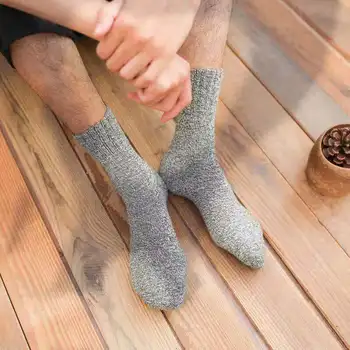 5 Párov/veľa Zimné Hrubé Vlnené Ponožky Prekladané Bežné Bavlnené Ponožky Jeseň a v Zime Teplý Sneh Ponožky Vysoko Kvalitné pánske Trubice Vlnené Ponožky