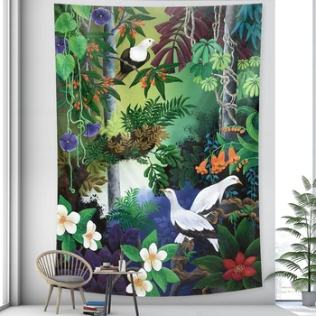 Zviera gobelín stene visí tropical palm rastlín kvetinový vzor, České gobelín domáce dekorácie yoga mat gauč deka