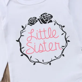 Zodpovedajúce Oblečenie Big Sister Tričko T-shirt Malá Sestra Kvetinový Romper Jumpsuit
