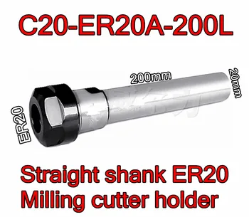 C20-ER20A-200L 20 mm petiole Vysoko presné CNC Rovno ramienka ER20 Frézovanie fréza držiteľ doprava Zadarmo